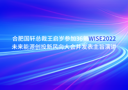 合肥游艇会总裁王启岁参加36氪WISE2022未来能源创投新风向大会并发表主旨演讲